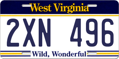 WV license plate 2XN496