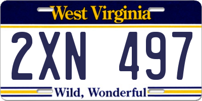 WV license plate 2XN497