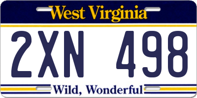 WV license plate 2XN498