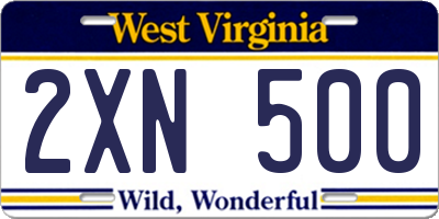 WV license plate 2XN500