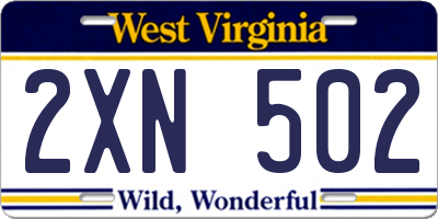 WV license plate 2XN502