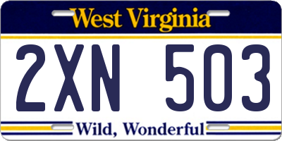 WV license plate 2XN503