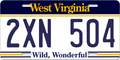 WV license plate 2XN504