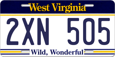 WV license plate 2XN505