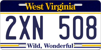 WV license plate 2XN508
