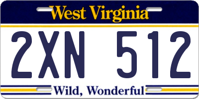 WV license plate 2XN512