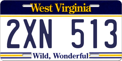 WV license plate 2XN513