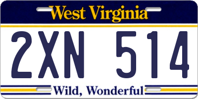 WV license plate 2XN514
