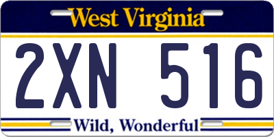 WV license plate 2XN516