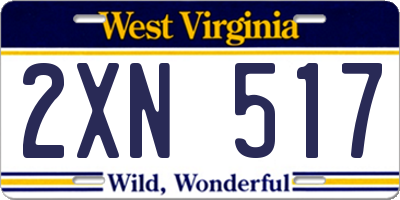 WV license plate 2XN517