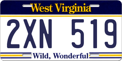 WV license plate 2XN519