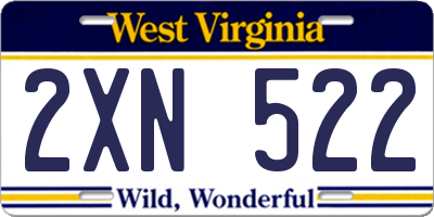 WV license plate 2XN522