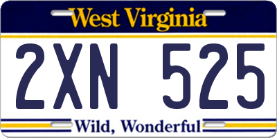 WV license plate 2XN525