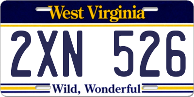 WV license plate 2XN526