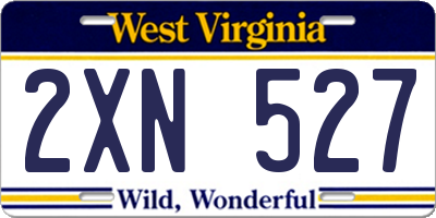 WV license plate 2XN527