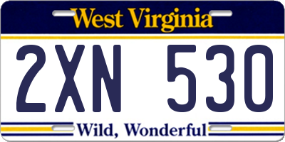 WV license plate 2XN530