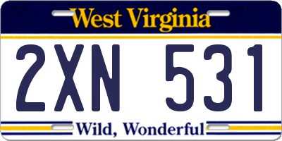 WV license plate 2XN531