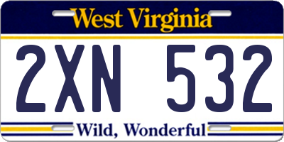 WV license plate 2XN532