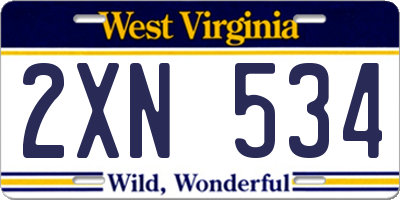WV license plate 2XN534