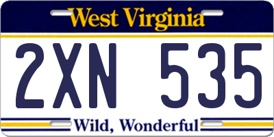 WV license plate 2XN535