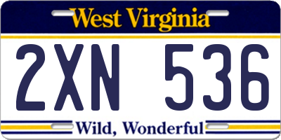 WV license plate 2XN536