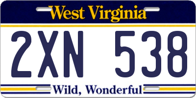 WV license plate 2XN538