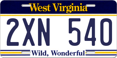 WV license plate 2XN540