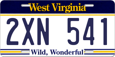 WV license plate 2XN541