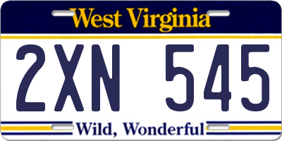 WV license plate 2XN545