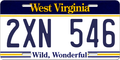 WV license plate 2XN546