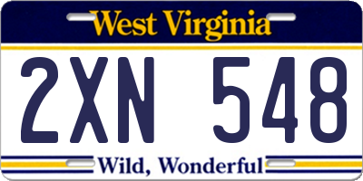 WV license plate 2XN548