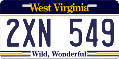 WV license plate 2XN549