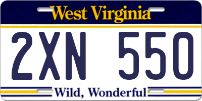 WV license plate 2XN550