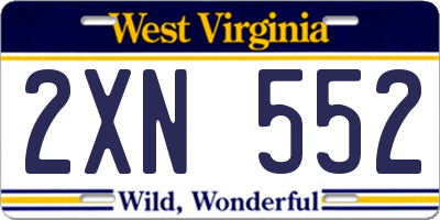 WV license plate 2XN552