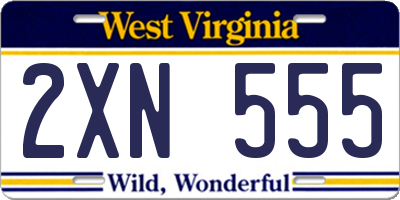 WV license plate 2XN555