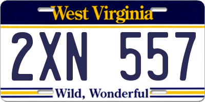 WV license plate 2XN557