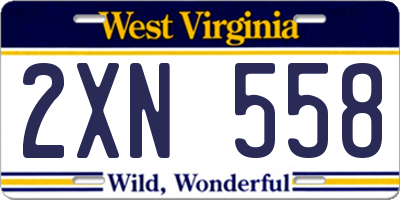 WV license plate 2XN558