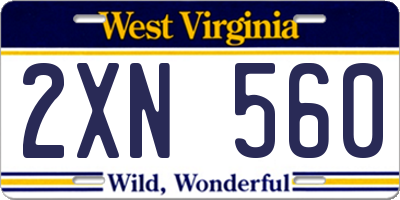 WV license plate 2XN560