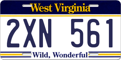 WV license plate 2XN561