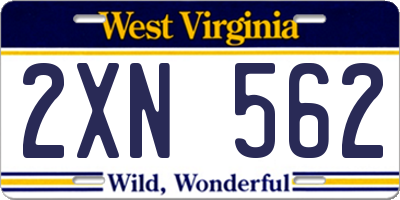 WV license plate 2XN562