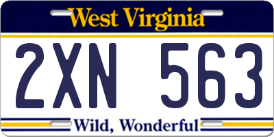 WV license plate 2XN563