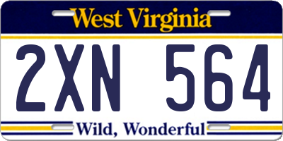 WV license plate 2XN564