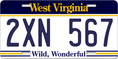 WV license plate 2XN567