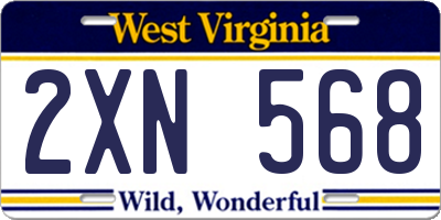 WV license plate 2XN568