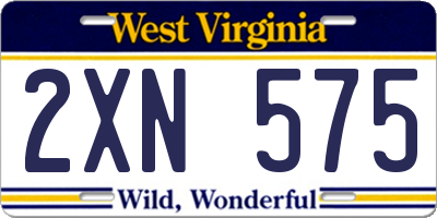 WV license plate 2XN575