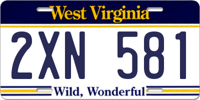 WV license plate 2XN581