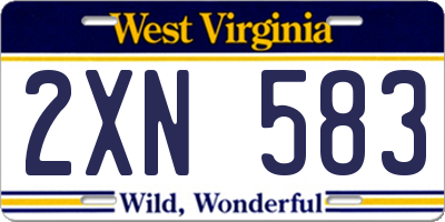 WV license plate 2XN583