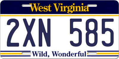 WV license plate 2XN585