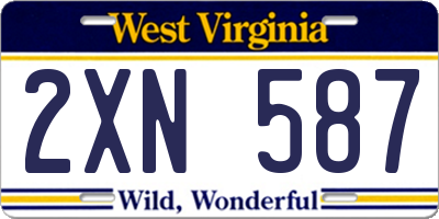 WV license plate 2XN587