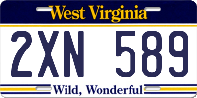 WV license plate 2XN589